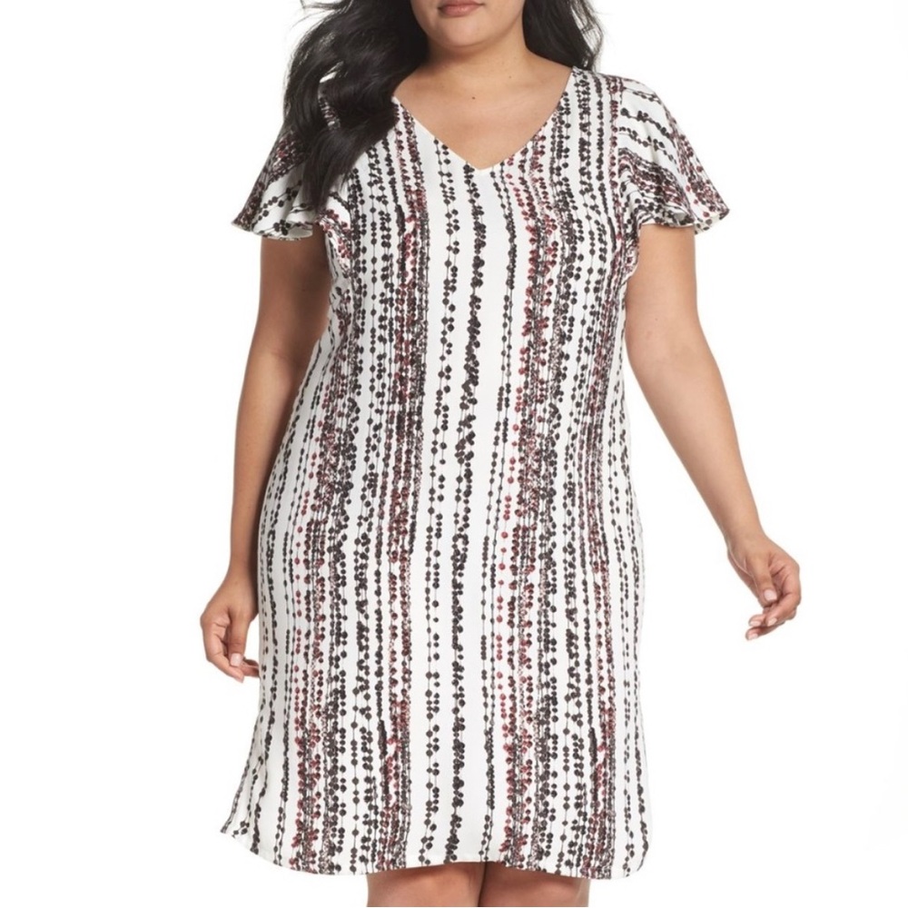 Sejour Floral Stripe Midi Dress - Black, White, Pink
